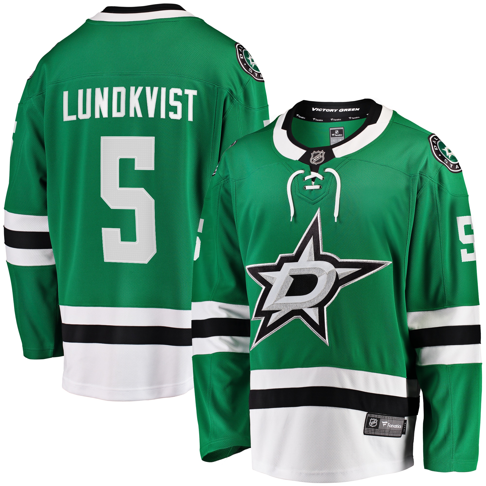 Men's Dallas Stars Nils Lundkvist Kelly Green Home Premier Breakaway Player Jersey - JS534 