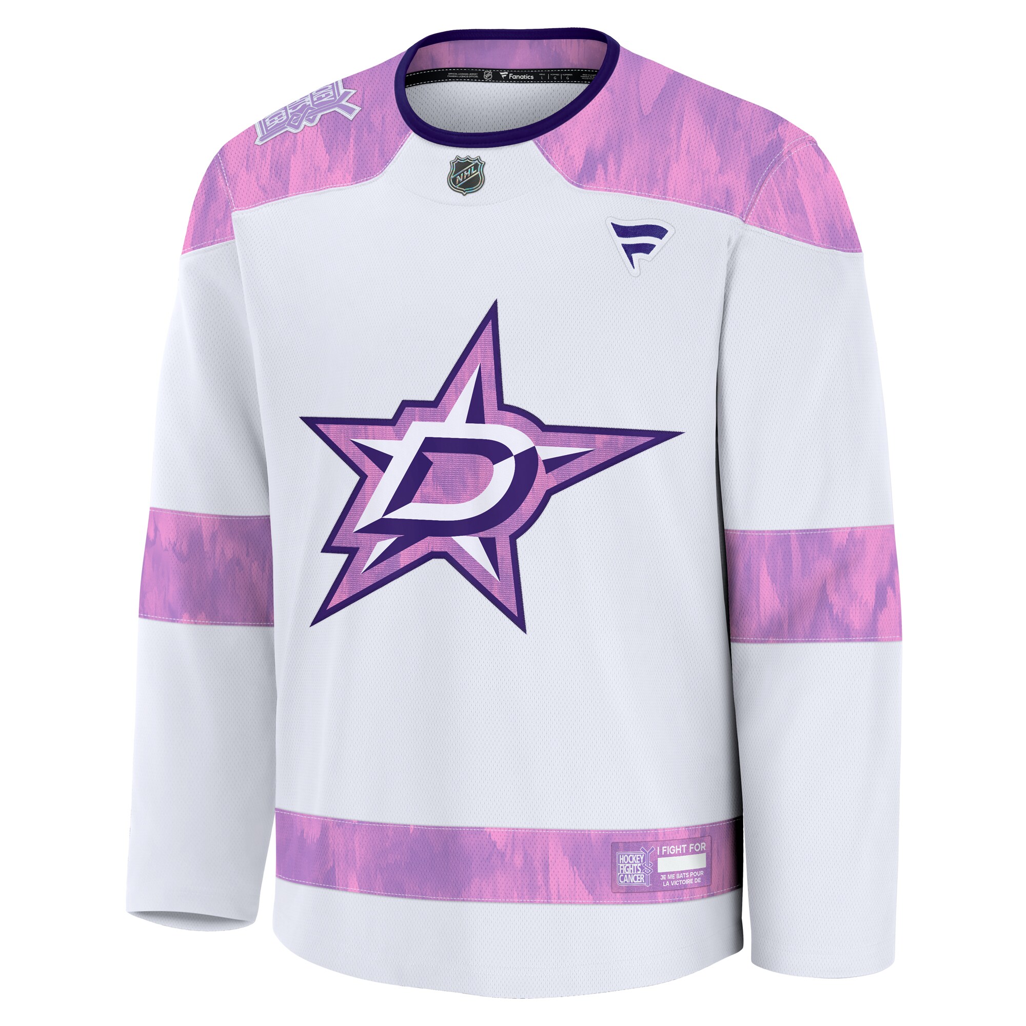 Alternative view of Men's Dallas Stars White 2024 Hockey Fights Cancer Practice Jersey - JS731 