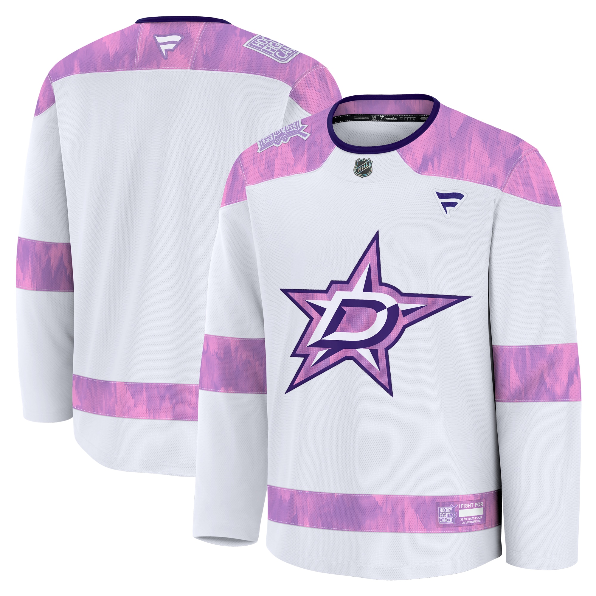 Men's Dallas Stars White 2024 Hockey Fights Cancer Practice Jersey - JS731 