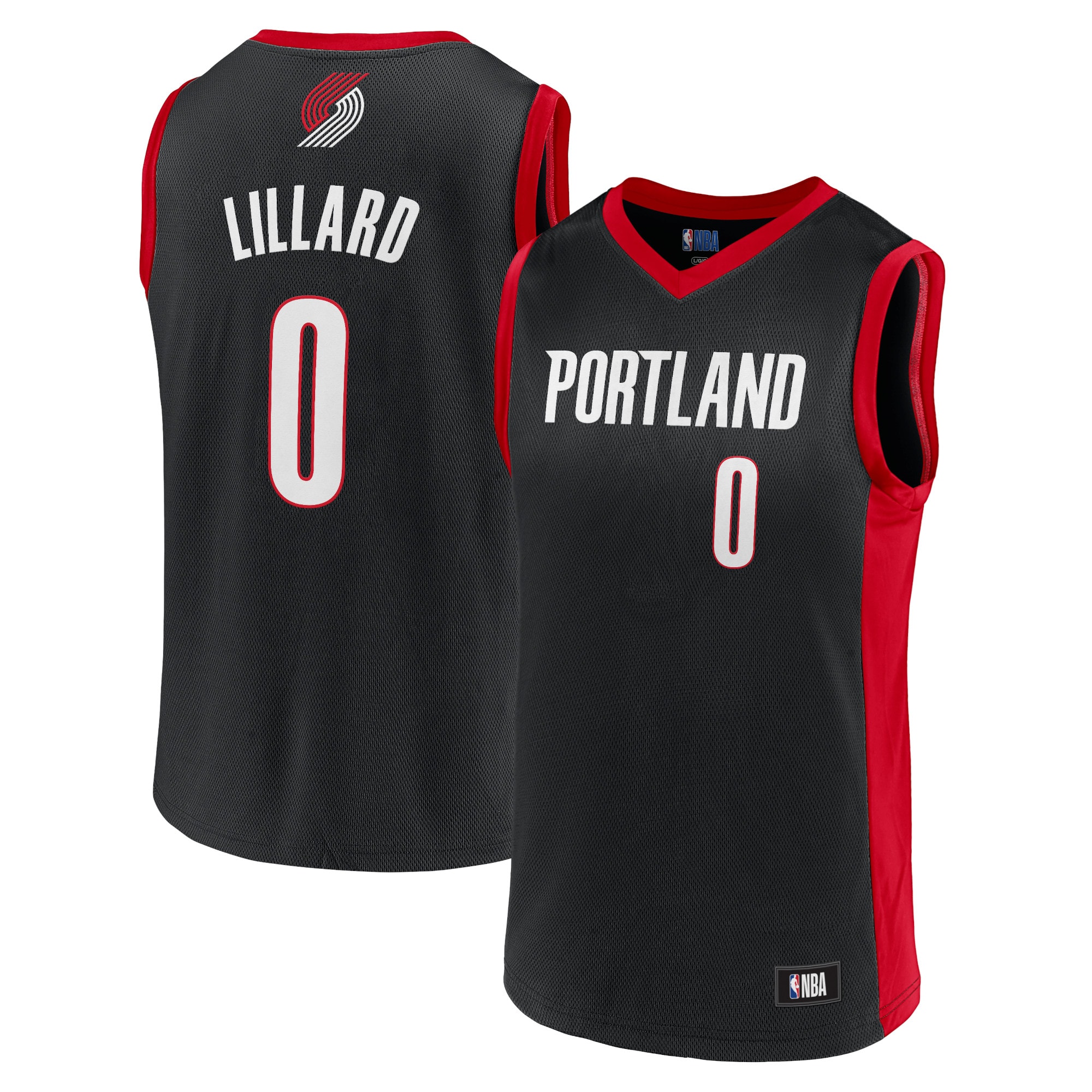 Alternative view of Men's Damian Lillard Black Portland Trail Blazers Player Jersey