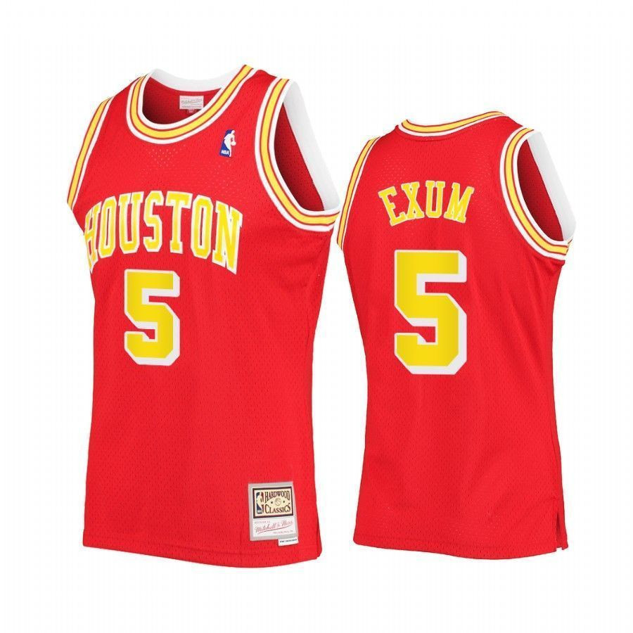Men's Dante Exum 5 Houston Rockets Red Hardwood Classics Jersey - JS535 