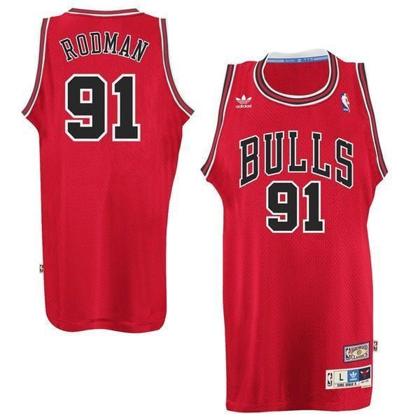 Men's Dennis Rodman Chicago Bulls Red Hardwood Classics Swingman Jersey - JS988 