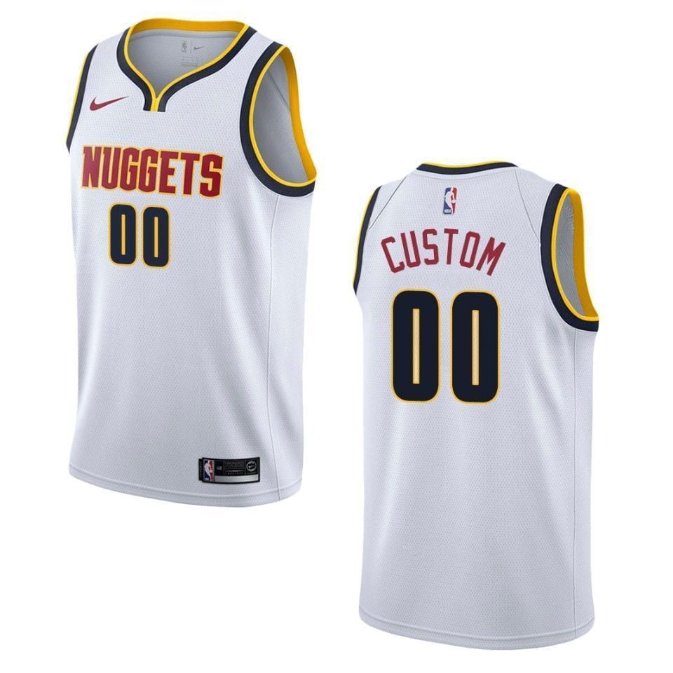 Men's Denver Nuggets 00 Custom Association Swingman Jersey - Wihte - JS638 