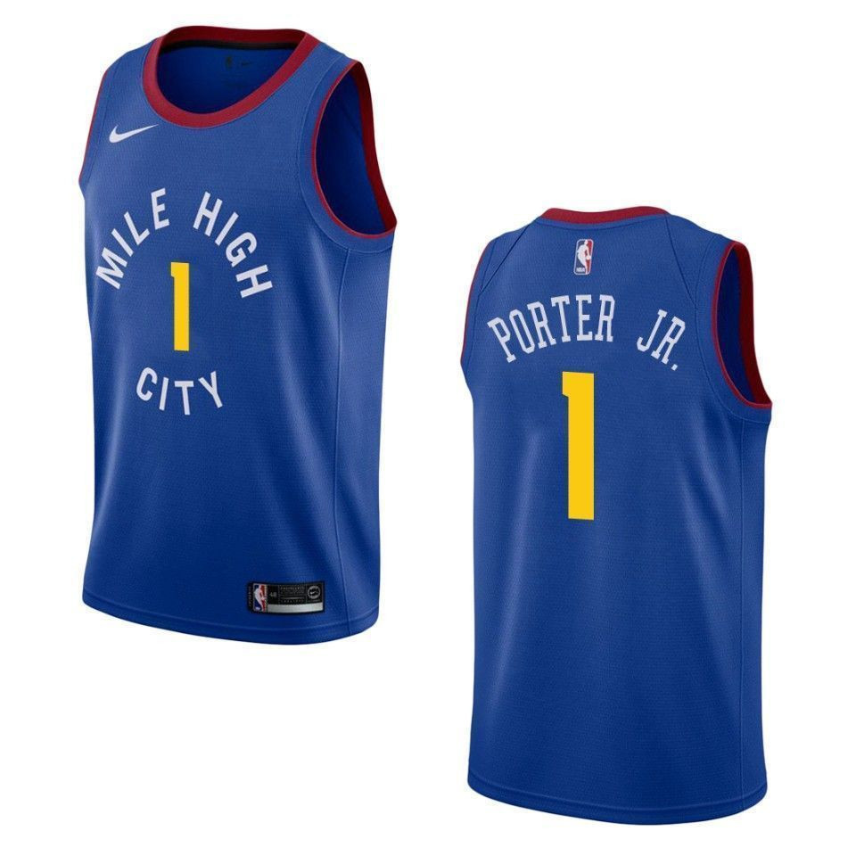 Men's Denver Nuggets 1 Michael Porter Jr. Statement Swingman Jersey - Blue - JS122 