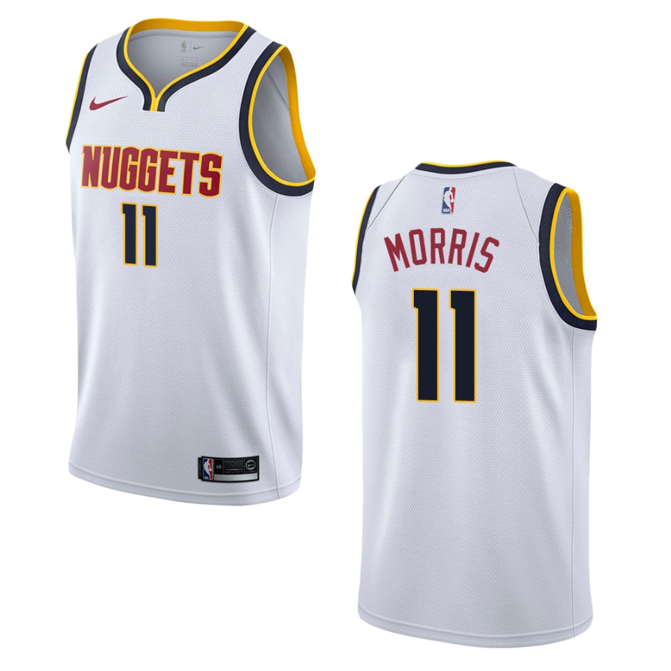 Men's Denver Nuggets #11 Monte Morris Association Swingman Jersey - Wihte