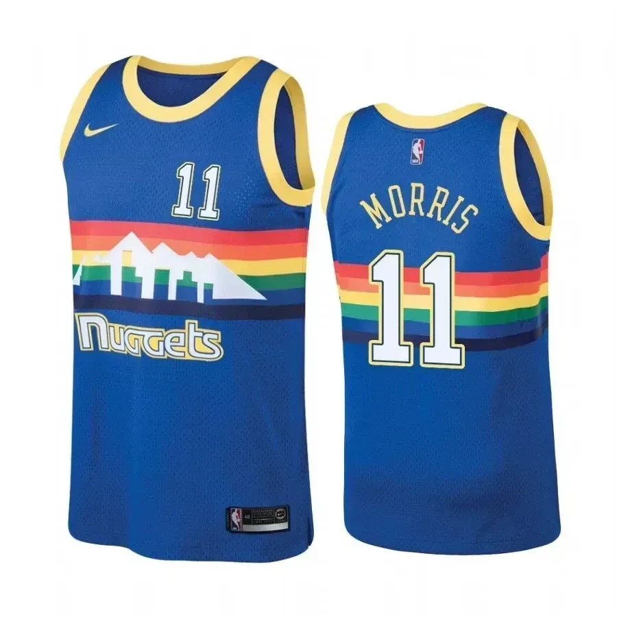 Men's Denver Nuggets 11 Monte Morris Hardwood Classics Blue Jersey - JS515 