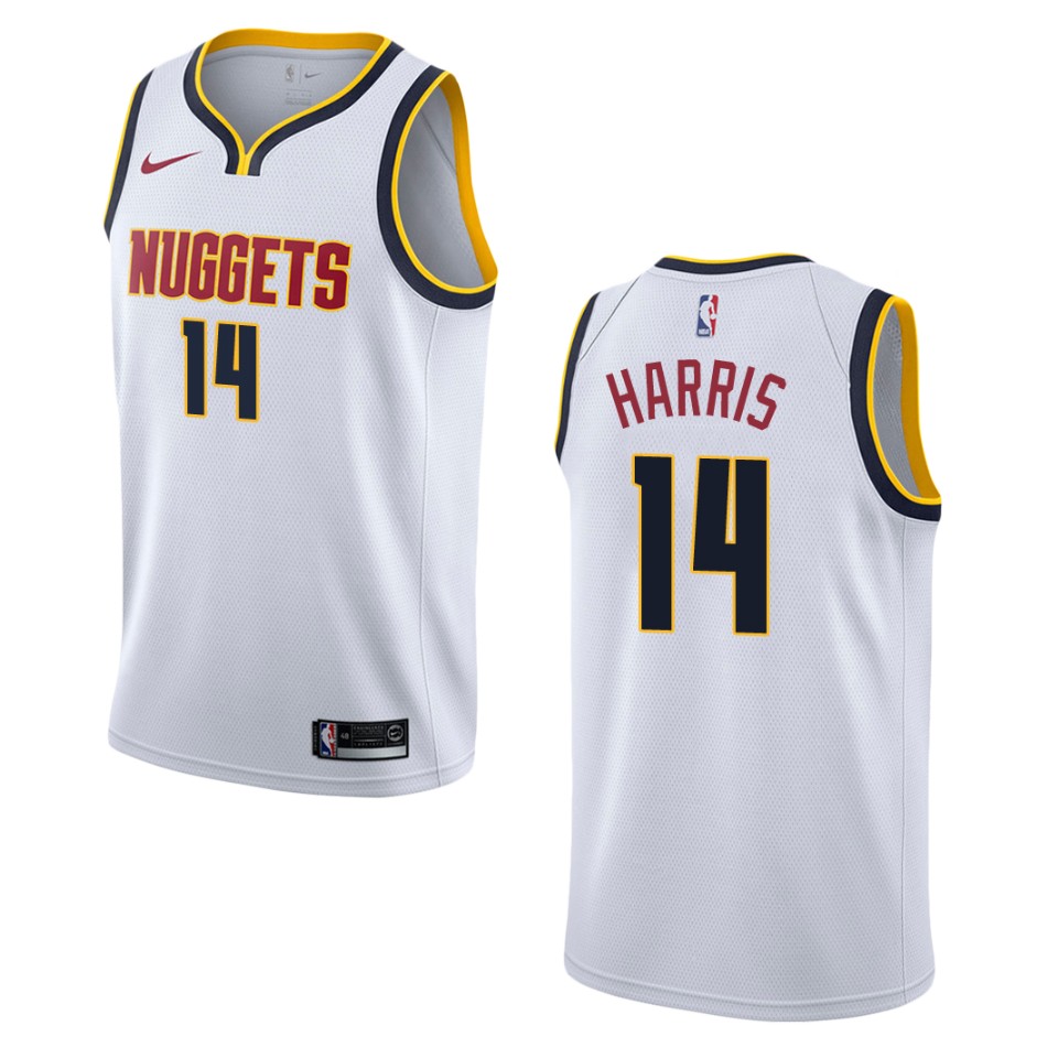 Men's Denver Nuggets #14 Gary Harris Association Swingman Jersey - Wihte