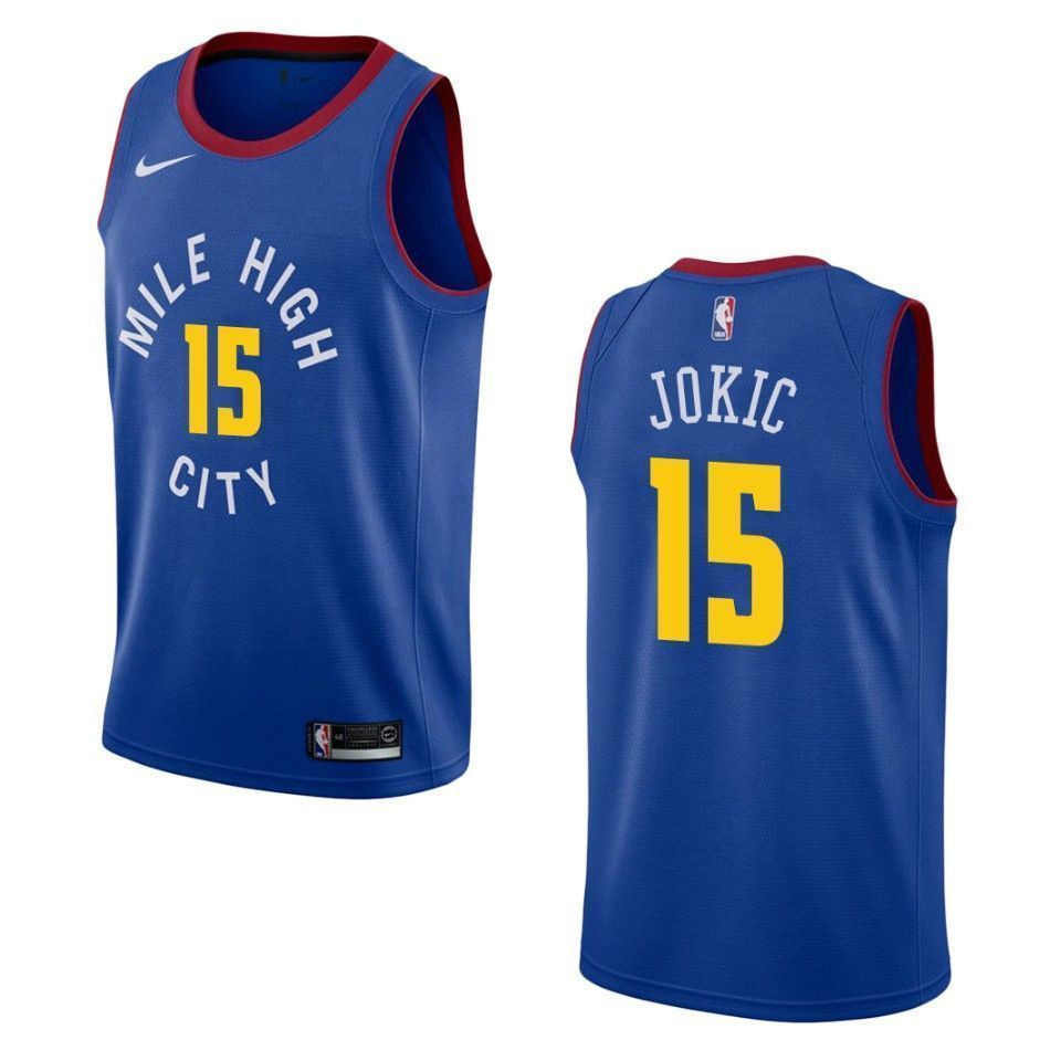 Men's Denver Nuggets 15 Nikola Jokic Statement Swingman Jersey - Blue - JS808 