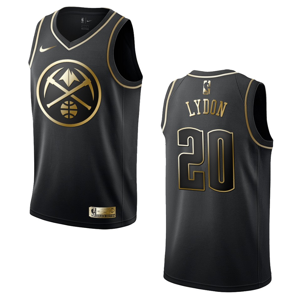Men’s Denver Nuggets #20 Tyler Lydon Golden Edition Jersey – Black
