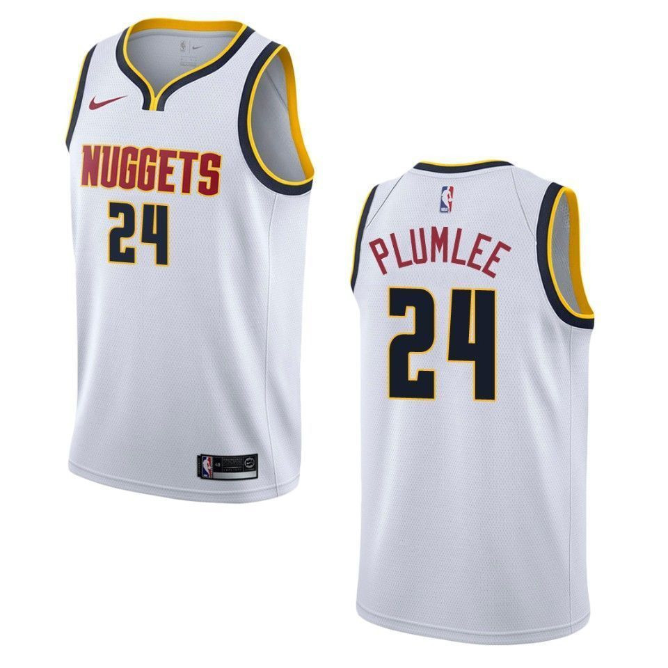 Men's Denver Nuggets 24 Mason Plumlee Association Swingman Jersey - Wihte - JS759 