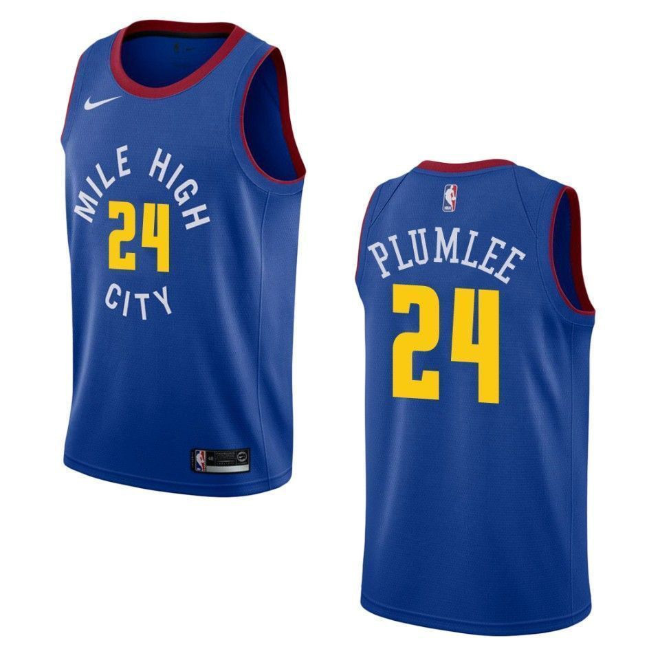 Men's Denver Nuggets 24 Mason Plumlee Statement Swingman Jersey - Blue - JS190 