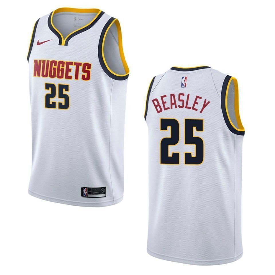 Men's Denver Nuggets 25 Malik Beasley Association Swingman Jersey - Wihte - JS175 