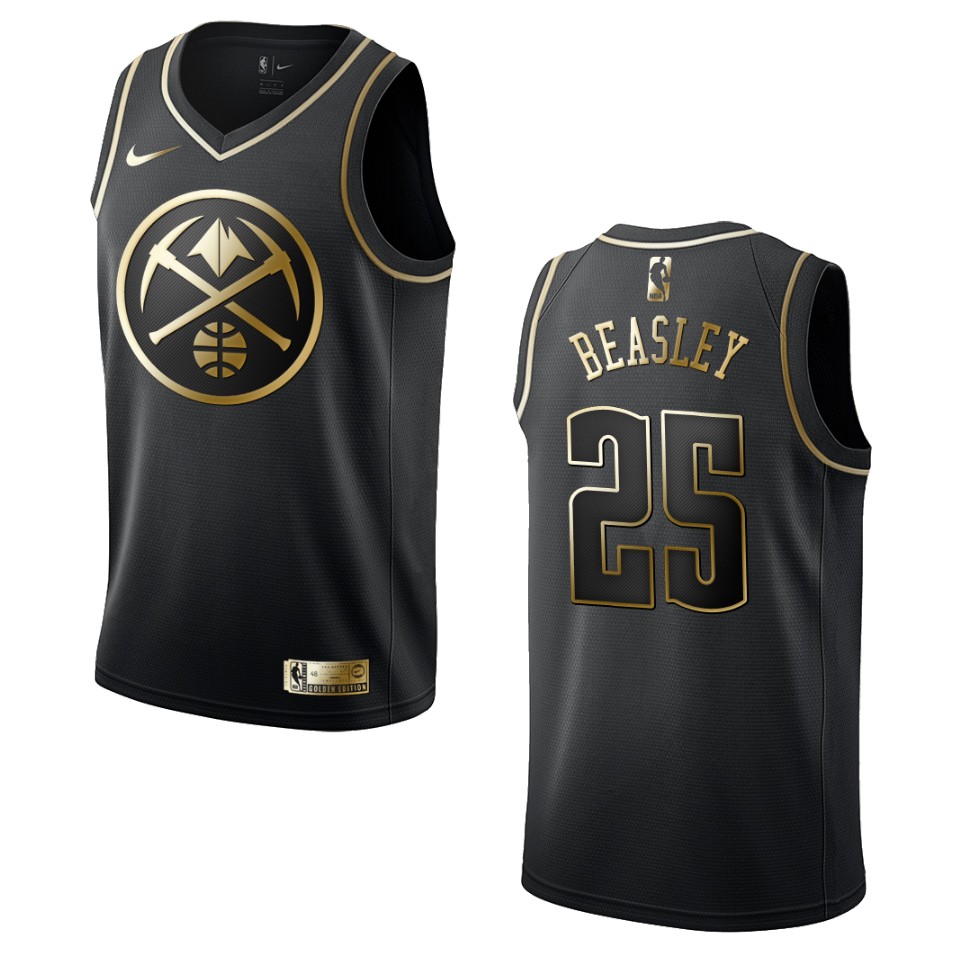 Men’s Denver Nuggets #25 Malik Beasley Golden Edition Jersey – Black