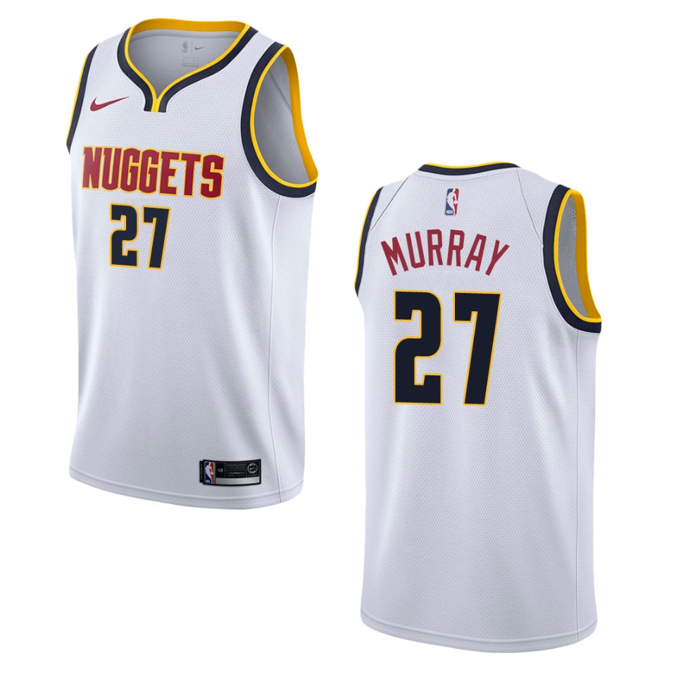 Men's Denver Nuggets #27 Jamal Murray Association Swingman Jersey - Wihte