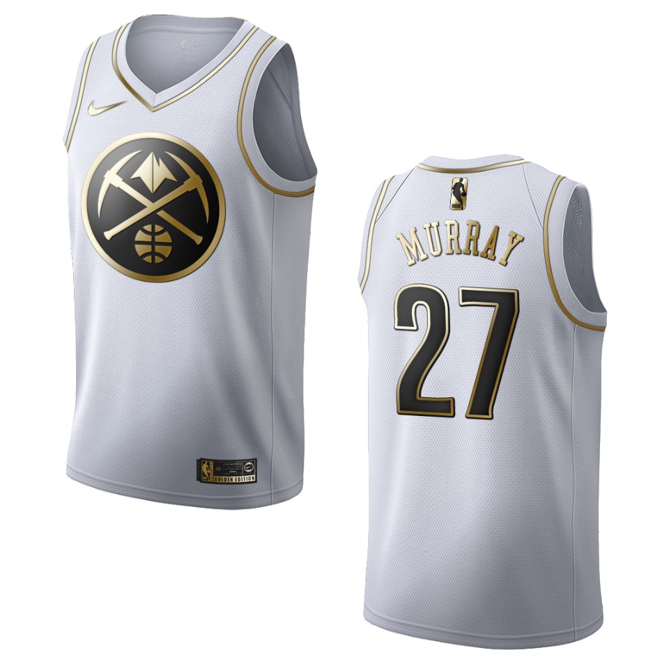 Men’s Denver Nuggets #27 Jamal Murray Golden Edition Jersey – White