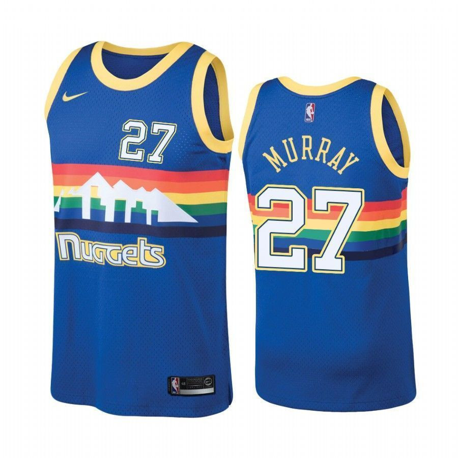 Men's Denver Nuggets 27 Jamal Murray Hardwood Classics Blue Jersey - JS451 