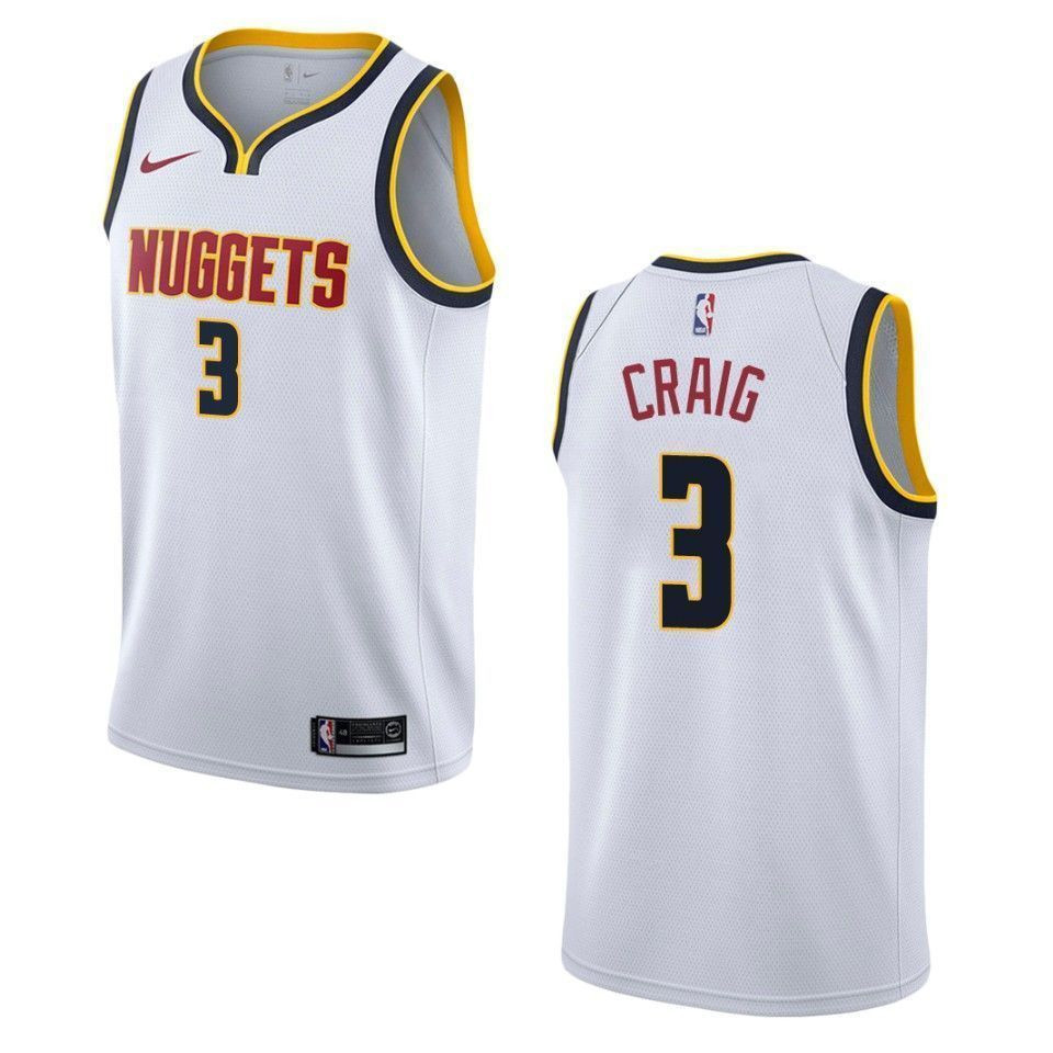 Men's Denver Nuggets 3 Torrey Craig Association Swingman Jersey - Wihte - JS374 