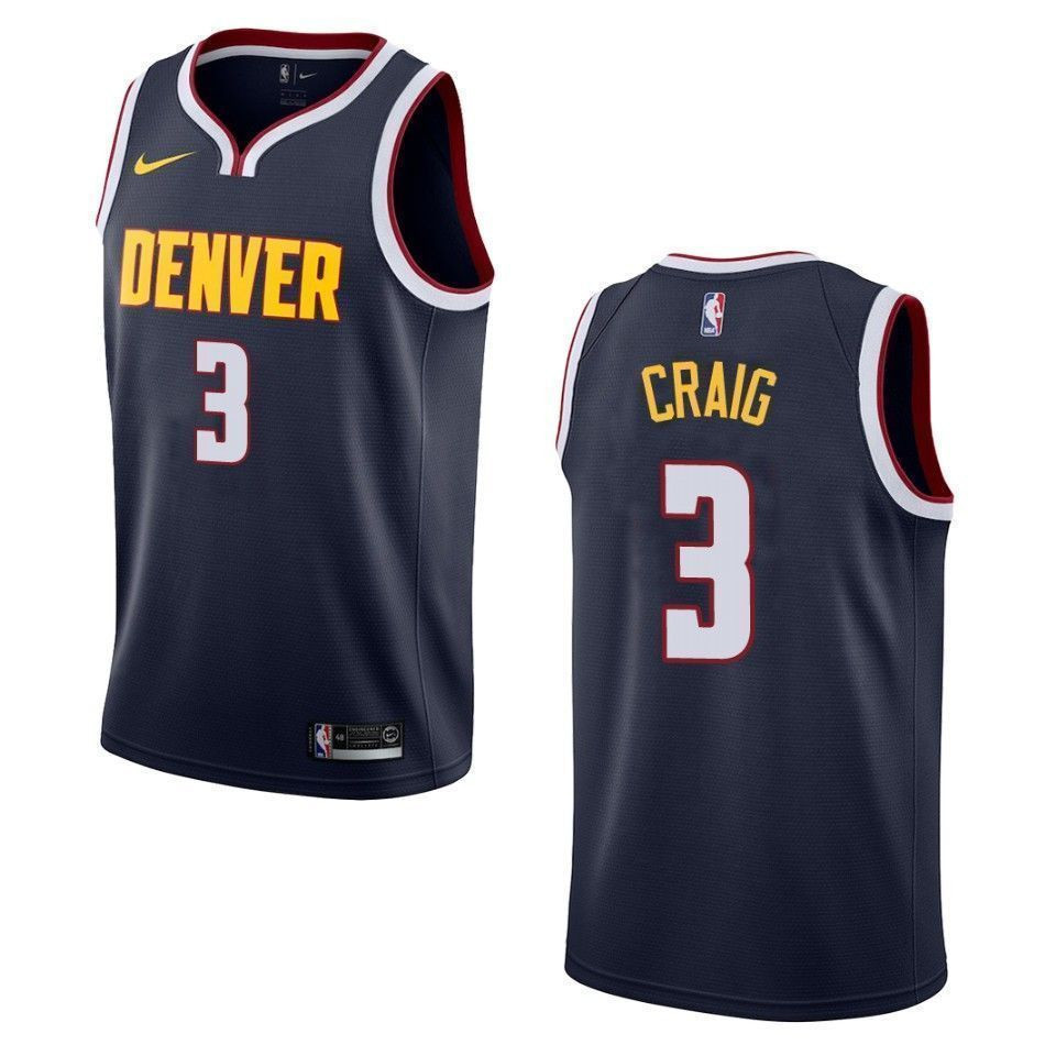 Men's Denver Nuggets 3 Torrey Craig Icon Swingman Jersey - Navy - JS479 