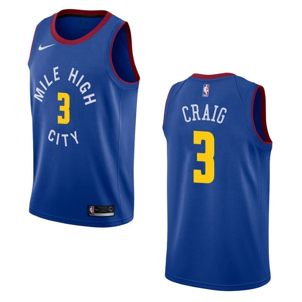 Men's Denver Nuggets 3 Torrey Craig Statement Swingman Jersey - Blue - JS928 