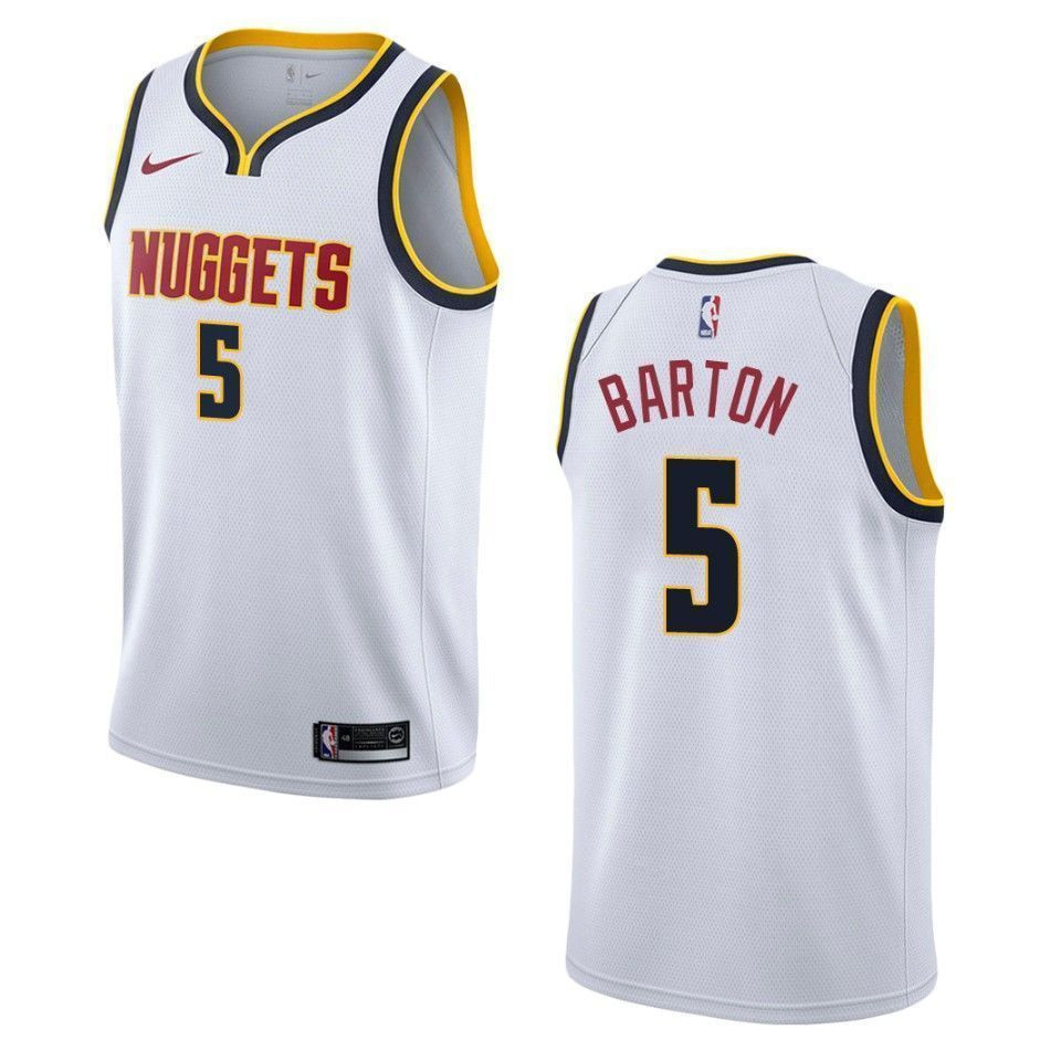 Men's Denver Nuggets 5 Will Barton Association Swingman Jersey - Wihte - JS253 