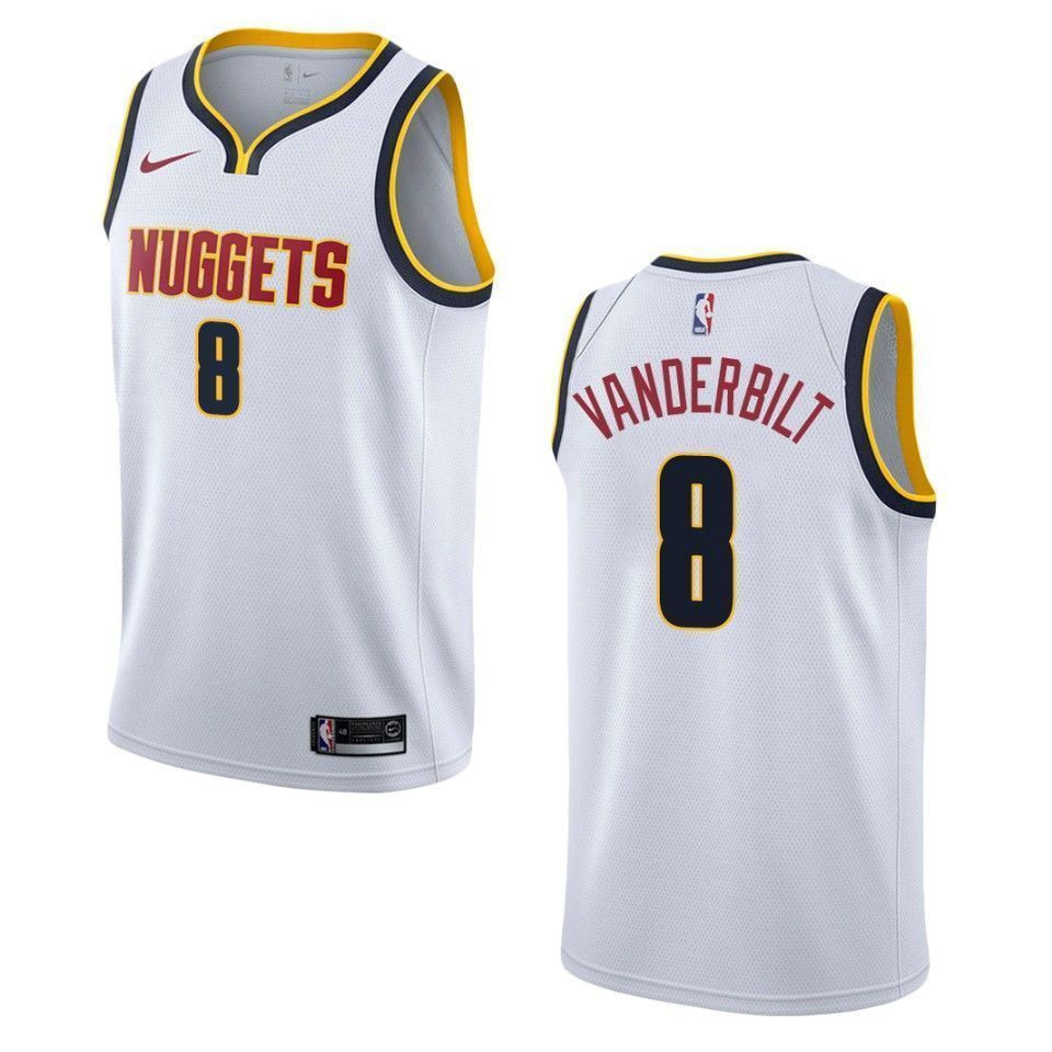 Men's Denver Nuggets 8 Jarred Vanderbilt Association Swingman Jersey - Wihte - JS561 
