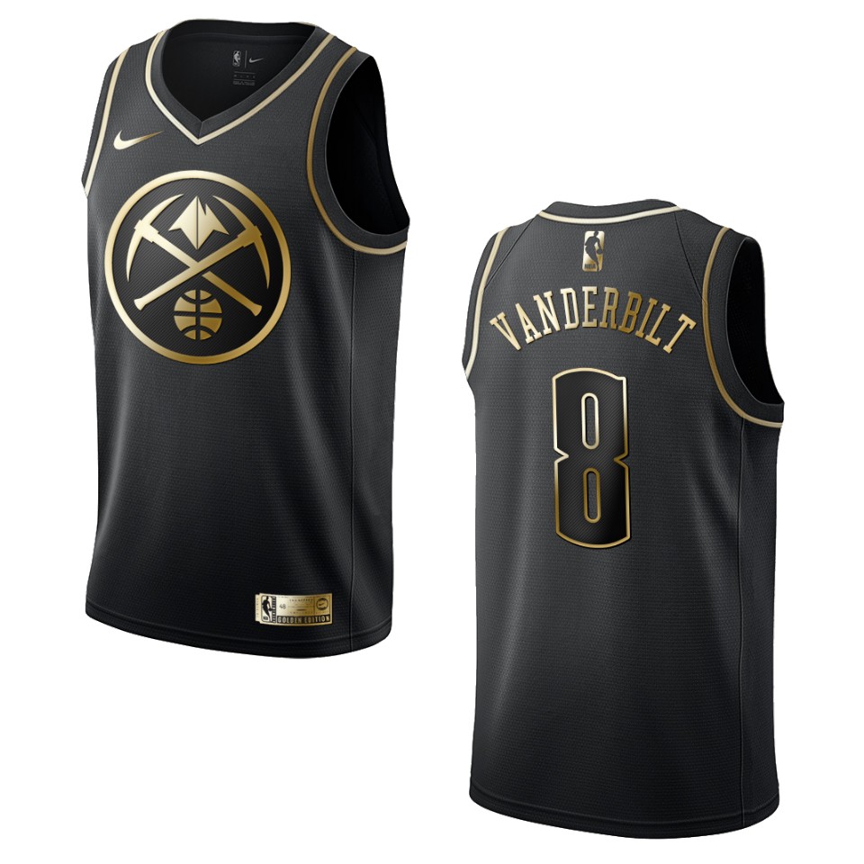 Men’s Denver Nuggets #8 Jarred Vanderbilt Golden Edition Jersey – Black