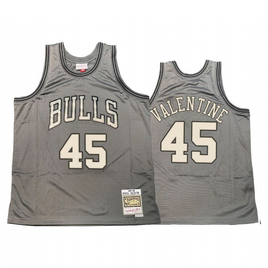 Men's Denzel Valentine 45 Chicago Bulls Hardwood Classics Jersey Gray - JS659 