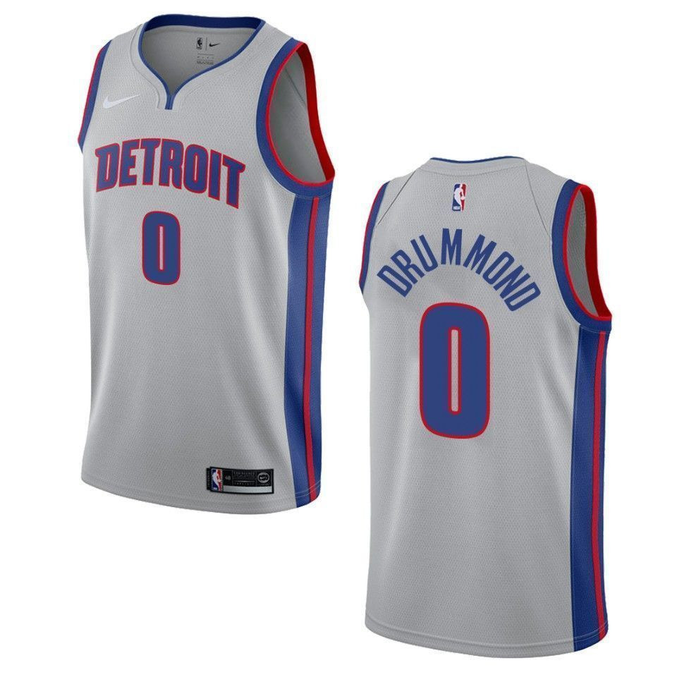 Men's Detroit Pistons 0 Andre Drummond Statement Swingman Jersey - Gray - JS600 