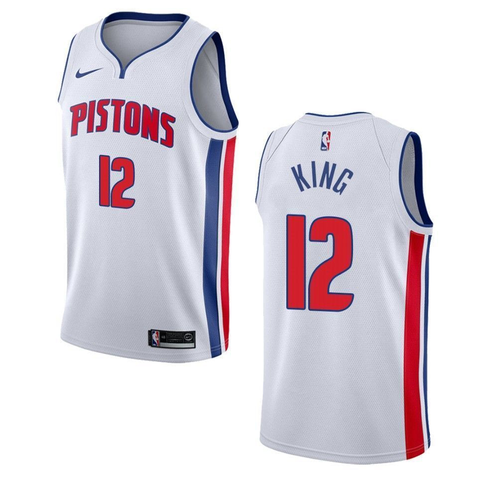 Men's Detroit Pistons 12 Louis King Association Swingman Jersey - White - JS170 