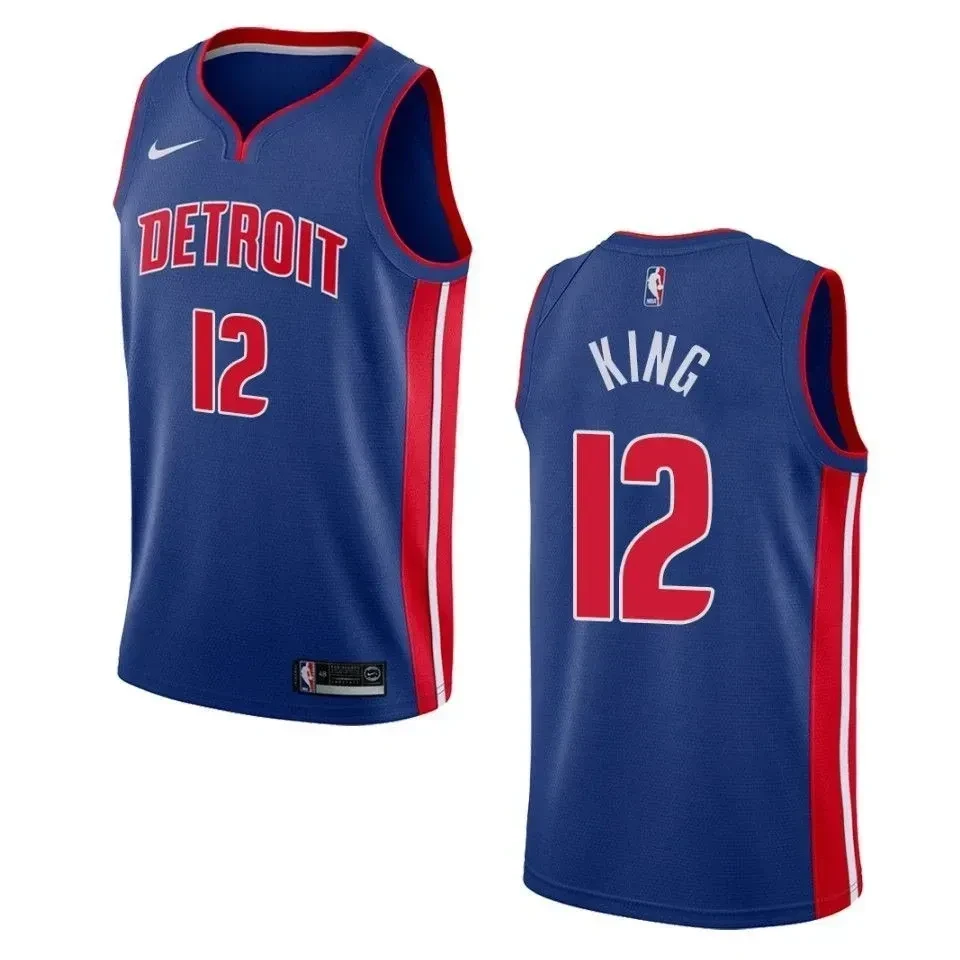 Men's Detroit Pistons 12 Louis King Icon Swingman Jersey - Blue - JS958 
