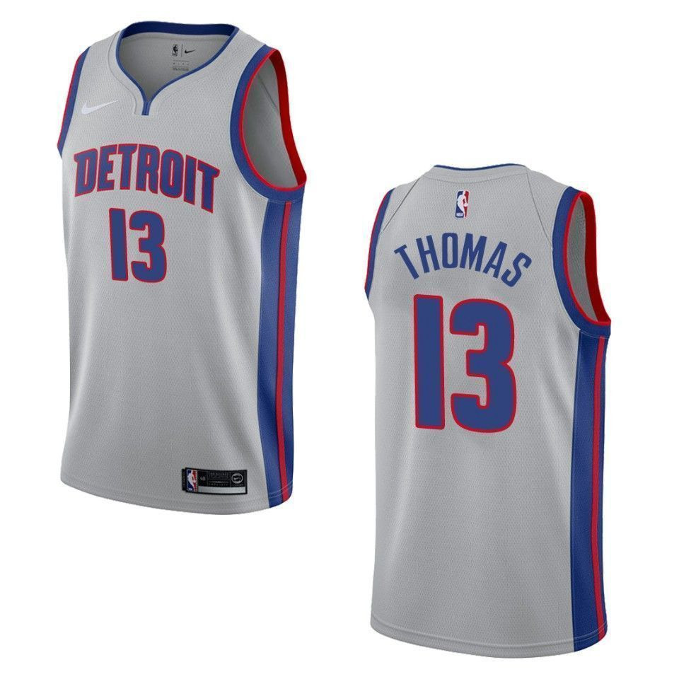 Men's Detroit Pistons 13 Khyri Thomas Statement Swingman Jersey - Gray - JS445 