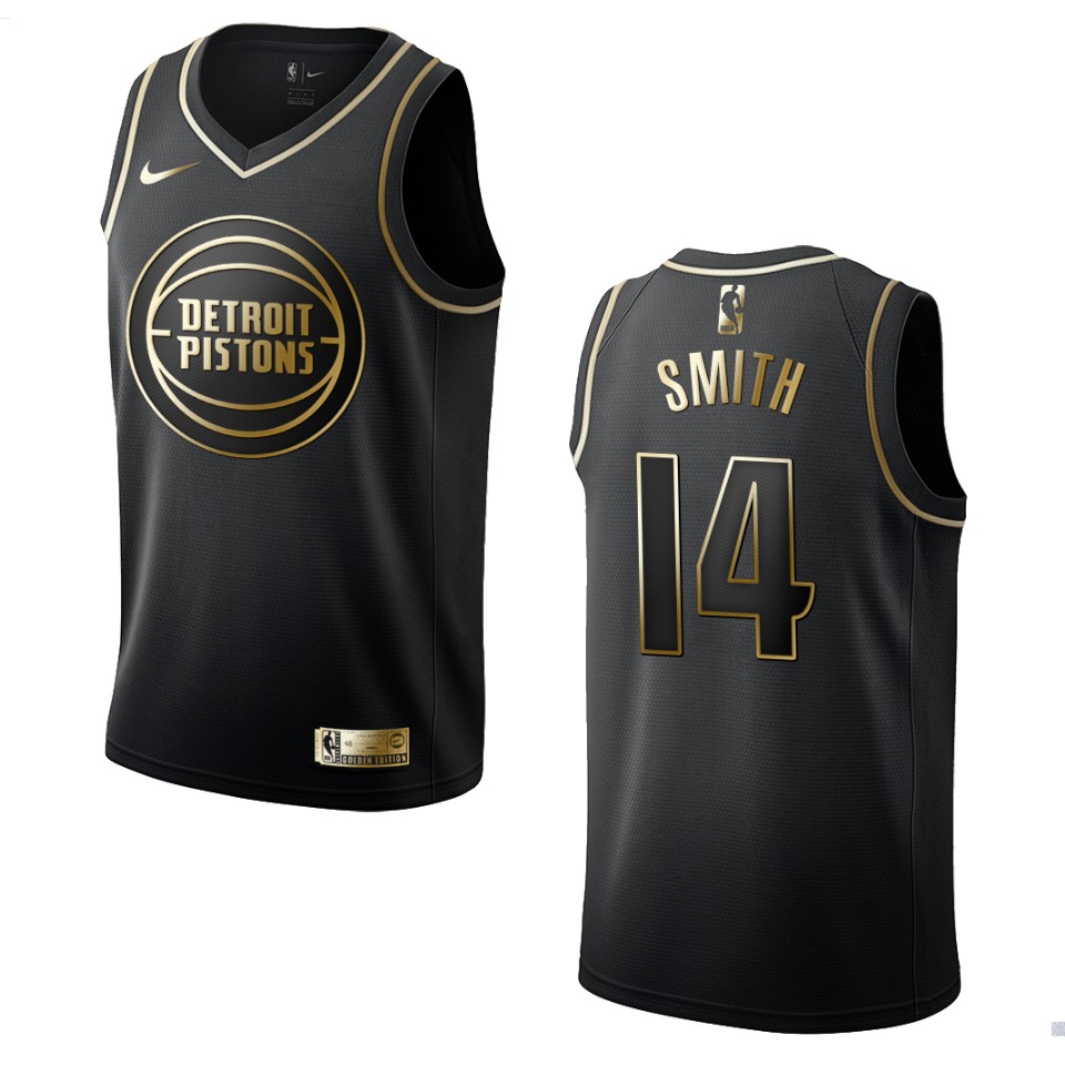 Men’s Detroit Pistons #14 Ish Smith Golden Edition Jersey – Black