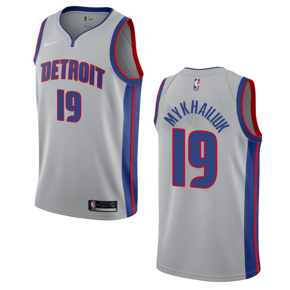 Men's Detroit Pistons #19 Svi Mykhailiuk Statement Swingman Jersey - Gray