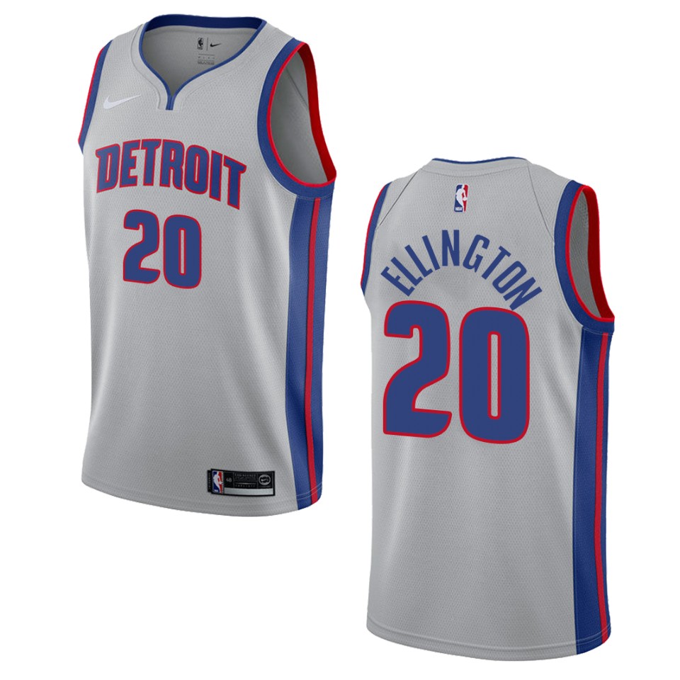 Men's Detroit Pistons #20 Wayne Ellington Statement Swingman Jersey - Gray
