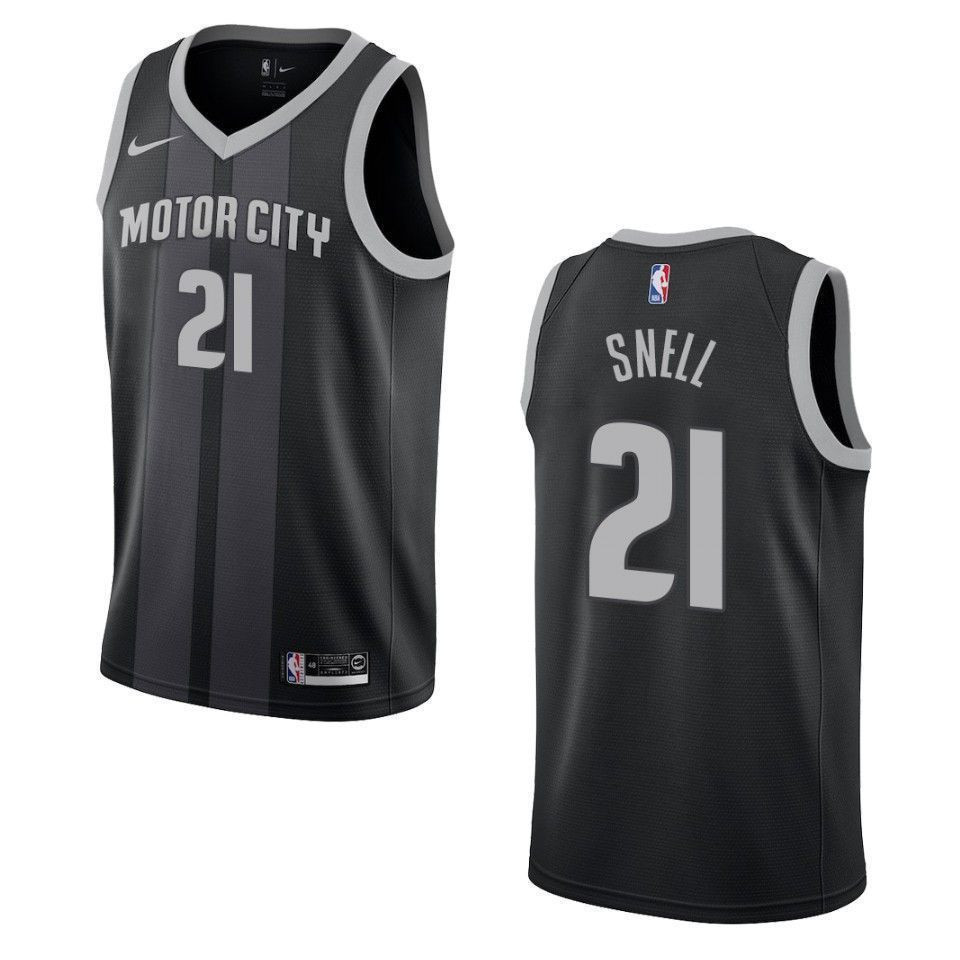 Men's Detroit Pistons 21 Tony Snell City Swingman Jersey - Black - JS404 