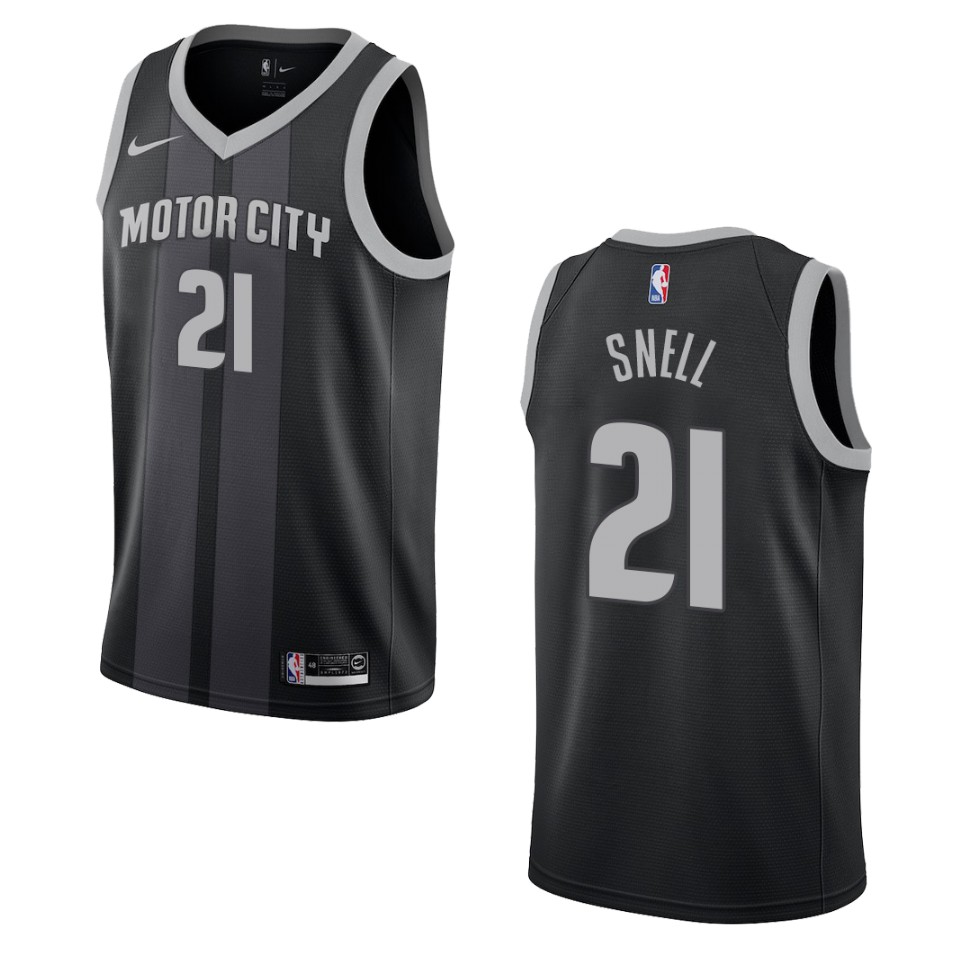 Men's Detroit Pistons #21 Tony Snell City Swingman Jersey - Black