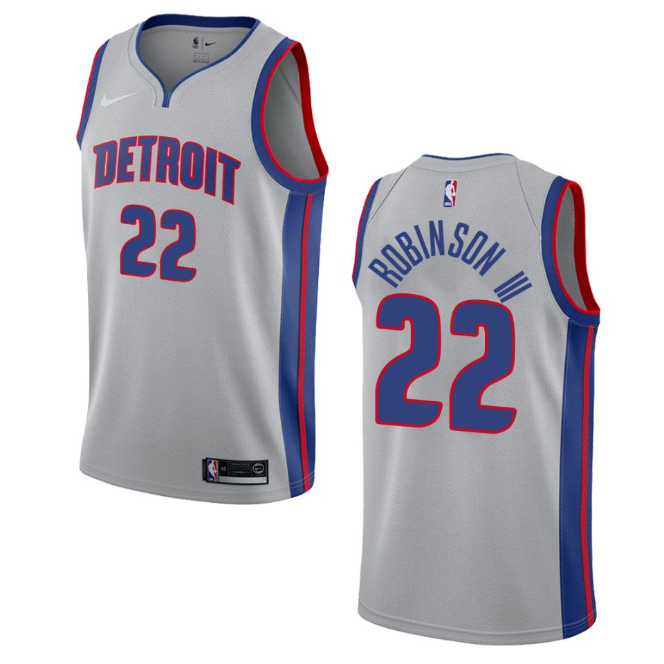 Men's Detroit Pistons #22 Glenn Robinson Iii Statement Swingman Jersey - Gray