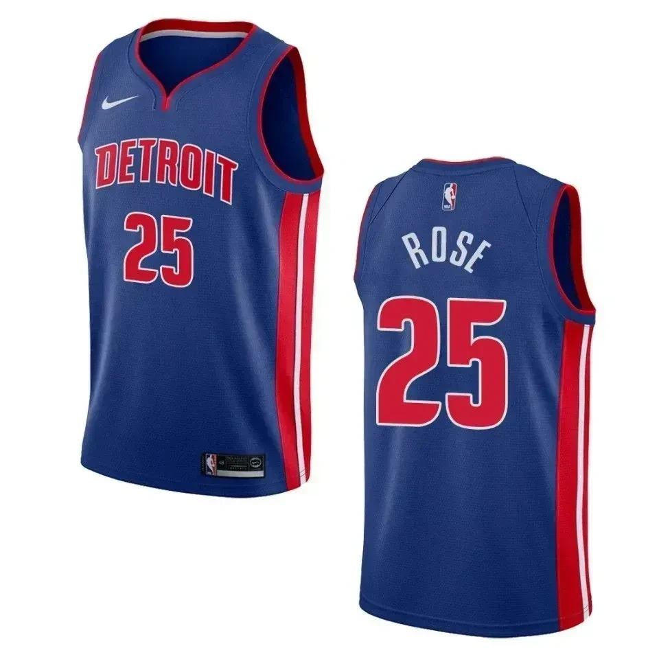 Men's Detroit Pistons 25 Derrick Rose Icon Swingman Jersey - Blue - JS379 