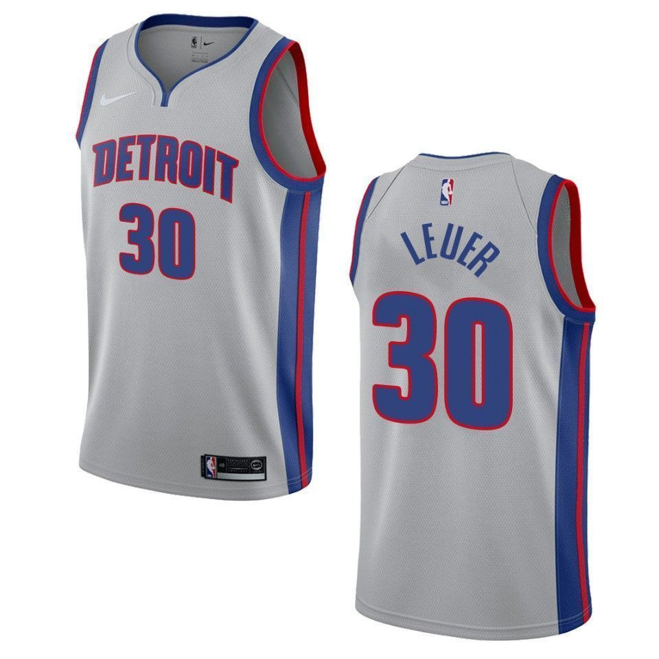 Men's Detroit Pistons 30 Jon Leuer Statement Swingman Jersey - Gray - JS165 