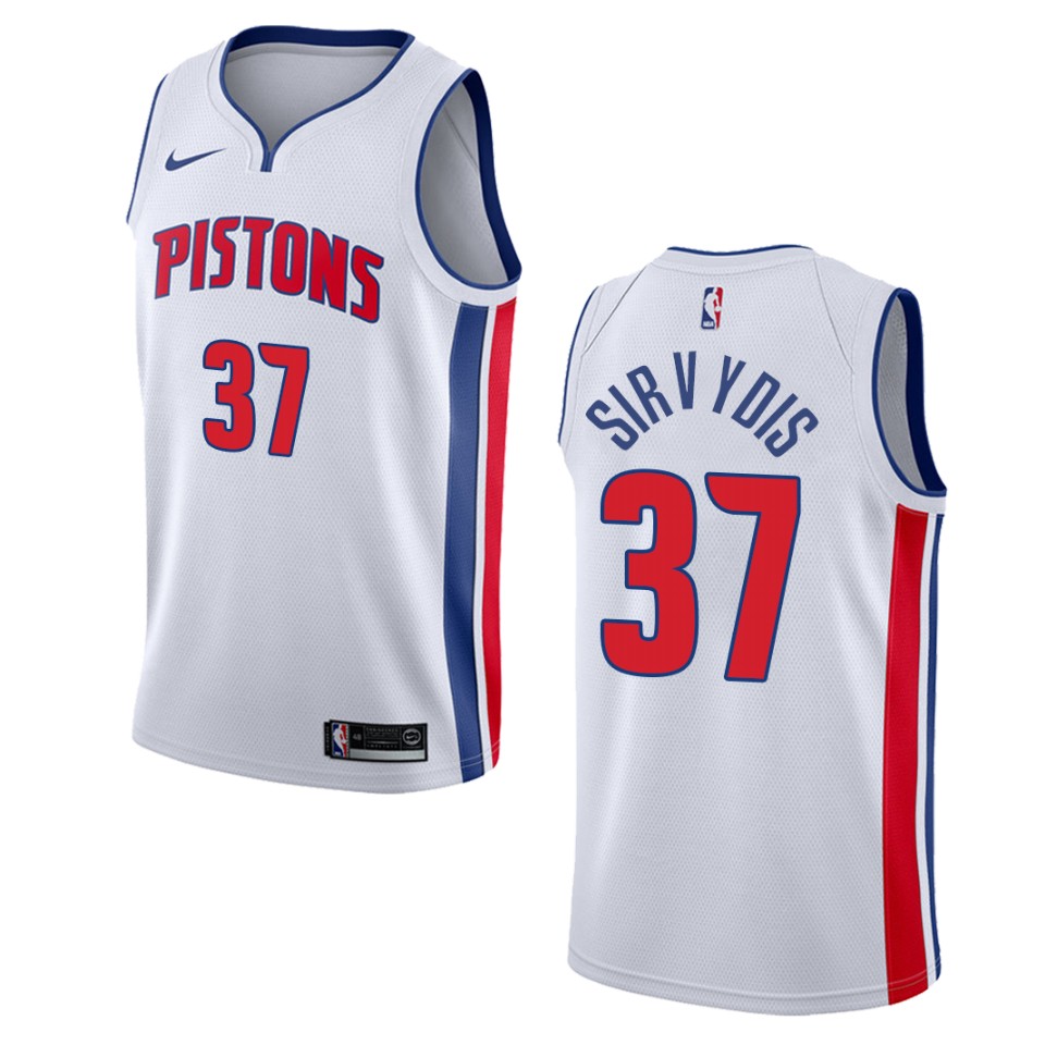 Men's Detroit Pistons #37 Deividas Sirvydis Association Swingman Jersey - White
