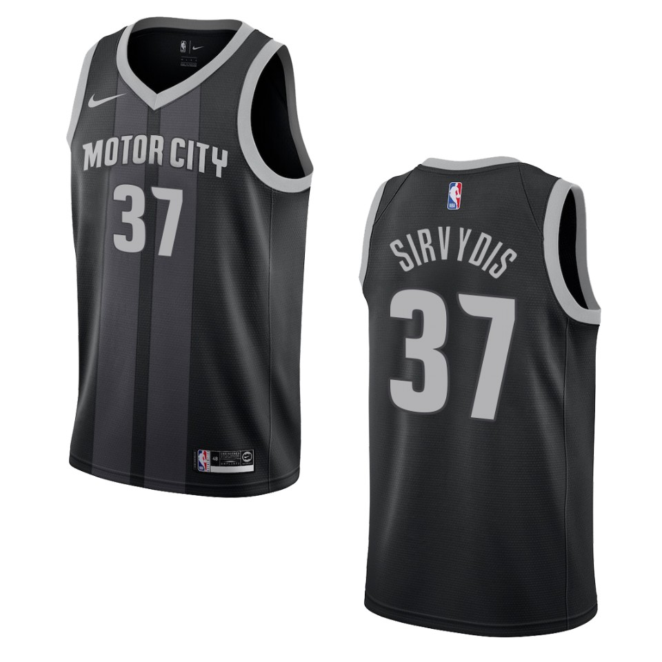 Men's Detroit Pistons #37 Deividas Sirvydis City Swingman Jersey - Black