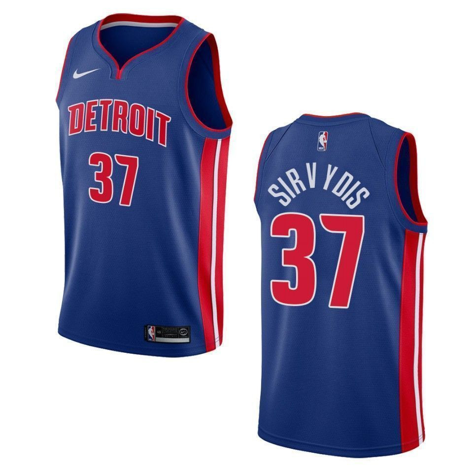 Men's Detroit Pistons 37 Deividas Sirvydis Icon Swingman Jersey - Blue - JS963 