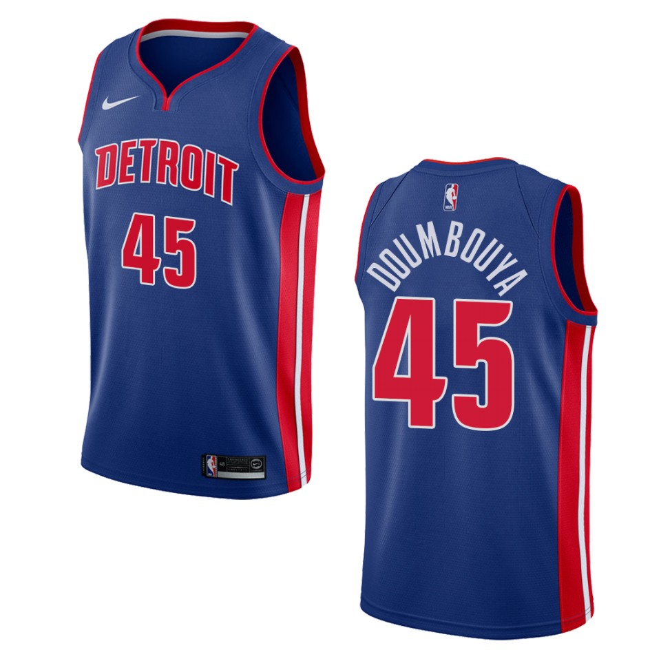 Men's Detroit Pistons #45 Sekou Doumbouya Icon Swingman Jersey - Blue