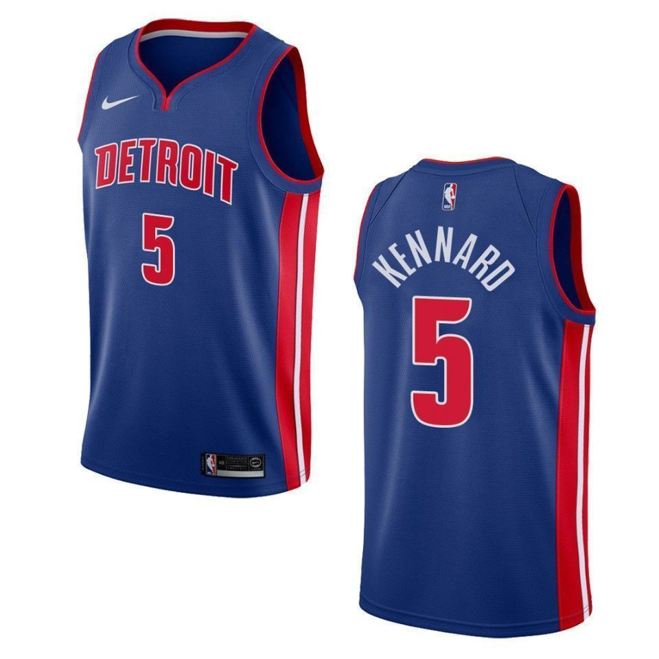 Men's Detroit Pistons 5 Luke Kennard Icon Swingman Jersey - Blue - JS685 