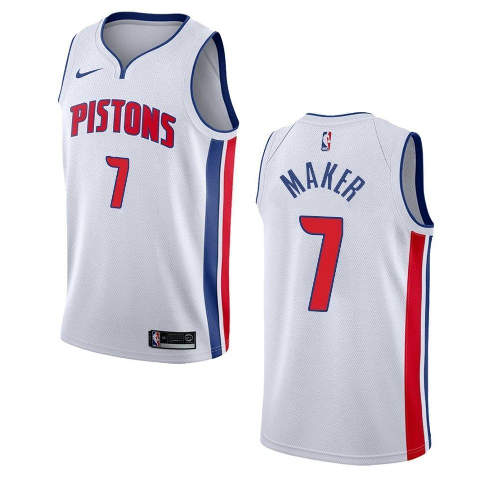 Men's Detroit Pistons 7 Thon Maker Association Swingman Jersey - White - JS212 