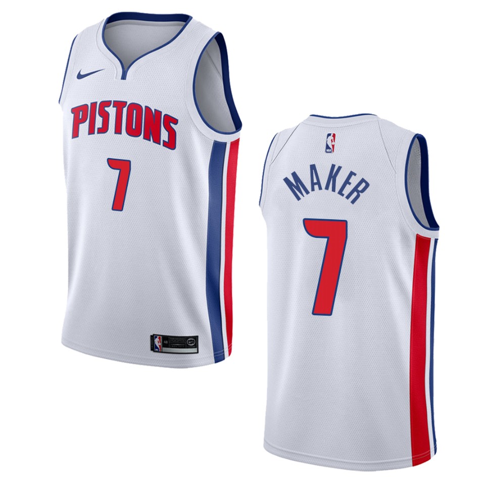 Men's Detroit Pistons #7 Thon Maker Association Swingman Jersey - White