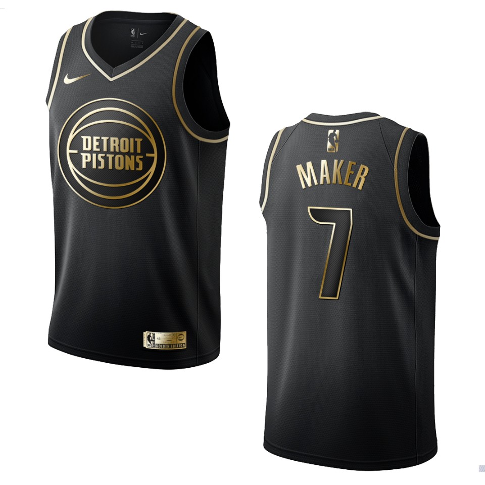 Men’s Detroit Pistons #7 Thon Maker Golden Edition Jersey – Black