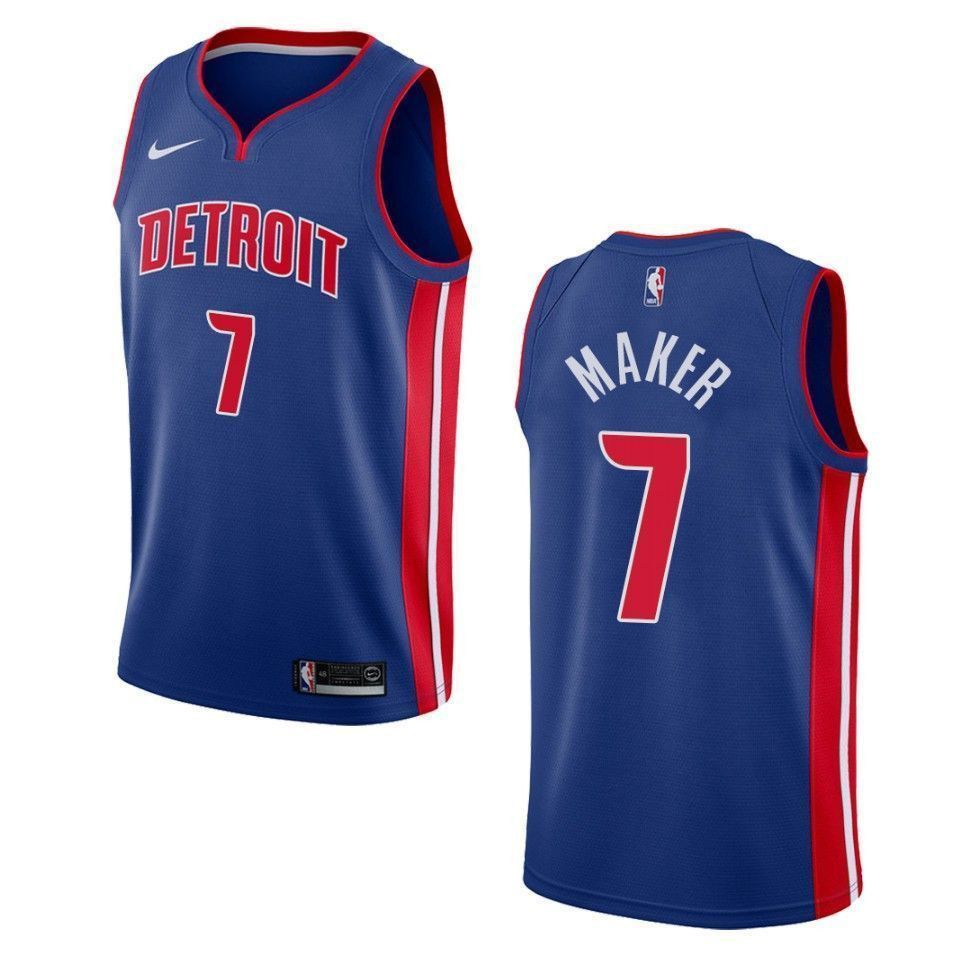 Men's Detroit Pistons 7 Thon Maker Icon Swingman Jersey - Blue - JS406 