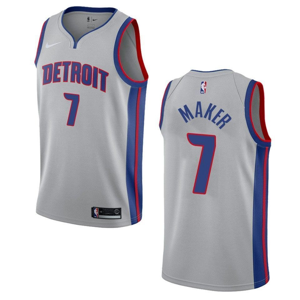 Men's Detroit Pistons 7 Thon Maker Statement Swingman Jersey - Gray - JS349 
