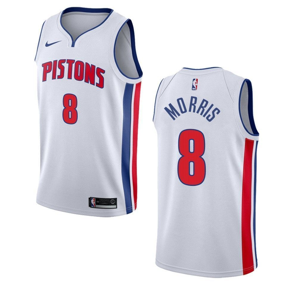 Men's Detroit Pistons 8 Markieff Morris Association Swingman Jersey - White - JS874 